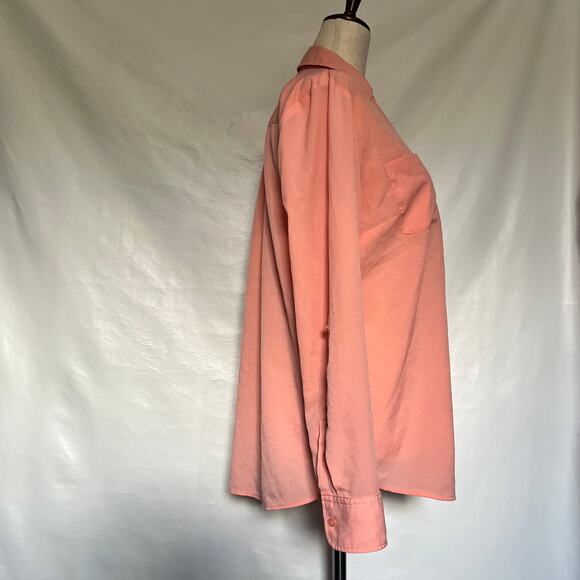 Talbot's Button Front Roll Tab Sleeve Womens Shirt Top Size Medium Peach V-Neck - Picture 3 of 13
